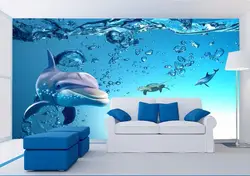 Пользовательские 3d обои для стен 3 d настенные фрески обои наклейка со Средиземноморским пейзажем синий океан 3D Дельфин ТВ обои украшение