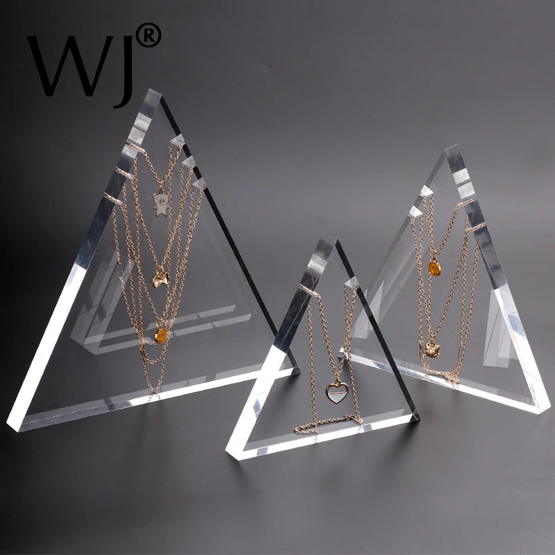 Solid Acrylic Pendant Necklace Chain Jewelry Stand Display Holder Rack Photography Prop Clear Lucite Triangle Hanging Organizer transparent acrylic jewellers t bar earrings display holder rack jewelry cabinet window earring dangling stand photography props