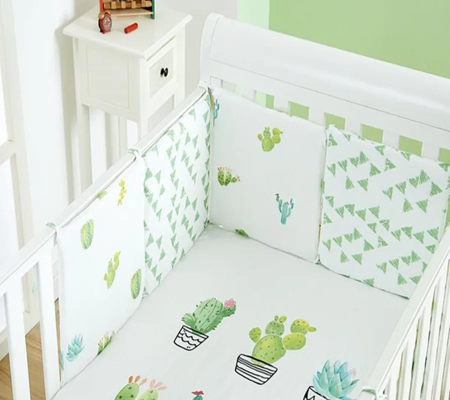 6Pcs/Set Baby Bed Bumpers Crib Knit Cotton Cartoon Pattern Kid Cushion