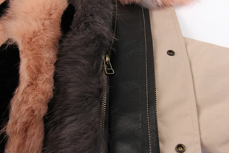 JAZZEVAR Новая зимняя куртка высокая мода для женщин роскошная большая лиса мех армейская парка короткая съемная подкладка с капюшоном водонепроницаемое пальто