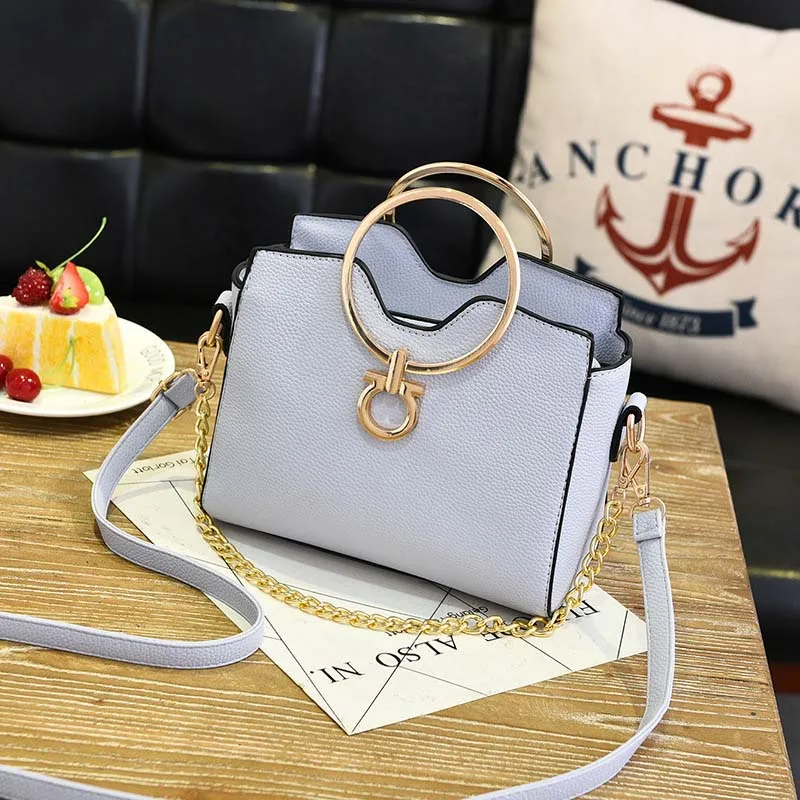 PU Leather Women Casual Handbag Female Holiday Messenger Bag Lady Exquisite Crossbody Mini Fashion Metal Ring Handle Bag SS7087 (6)