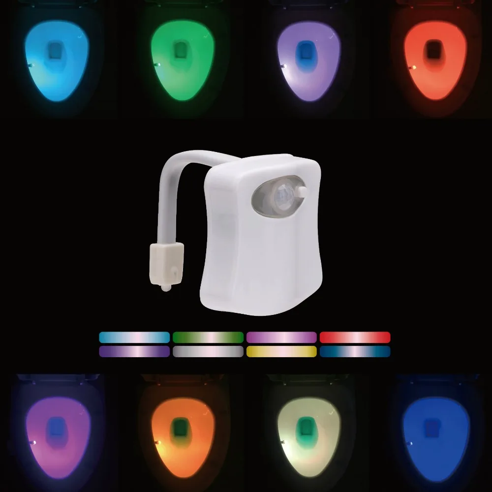 8 Colors LED Toilet Light Smart PIR Motion Sensor Light Control Night Light WC Toilet Bowl