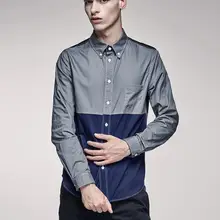 Горячая Весна Мужская Новая мода с длинными рукавами привлекательные сплайсинга культивировать One's этичная рубашка/S-XXXL