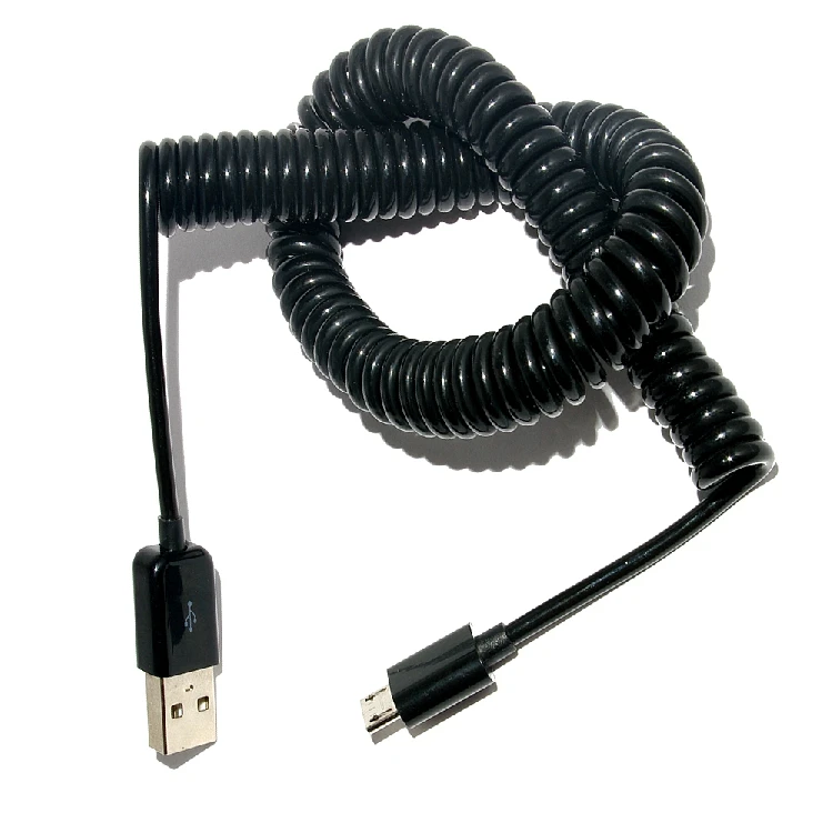 Пружинный кабель micro usb для 3 м/10 футов синхронизации данных и зарядки 90 градусов|90