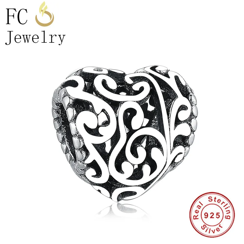 

FC Jewelry Fit Original Pandora Charm Bracelet 925 Sterling Silver Heart Shape Tree Vine Lace Perles Beads Making Berloque 2019