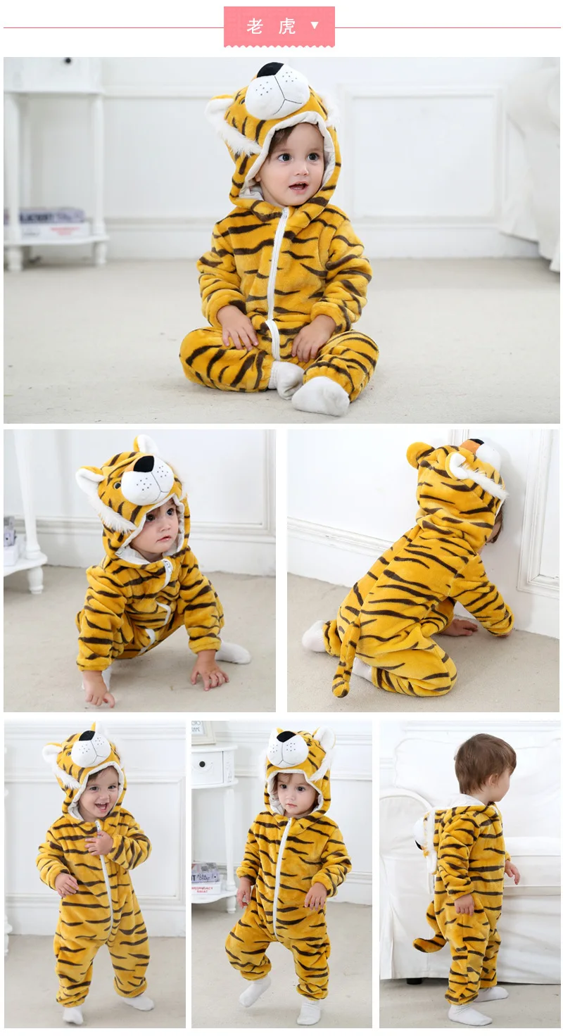 Новая стильная одежда для малышей Детские фланелевые Комбинезоны на весну-осень для мальчиков и девочек верхняя одежда с объемным рисунком кролика, тигра и утки 9 стилей