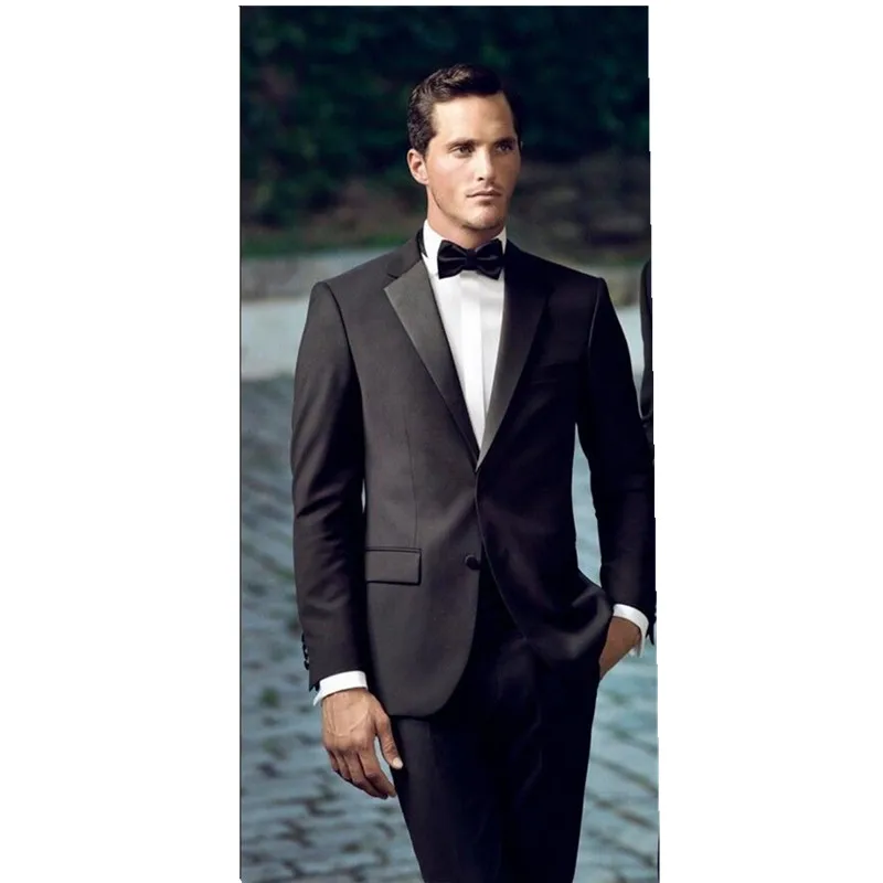 Black Wool Blended Wedding font b Suits b font Groom Tuxedos Business font b Suits b