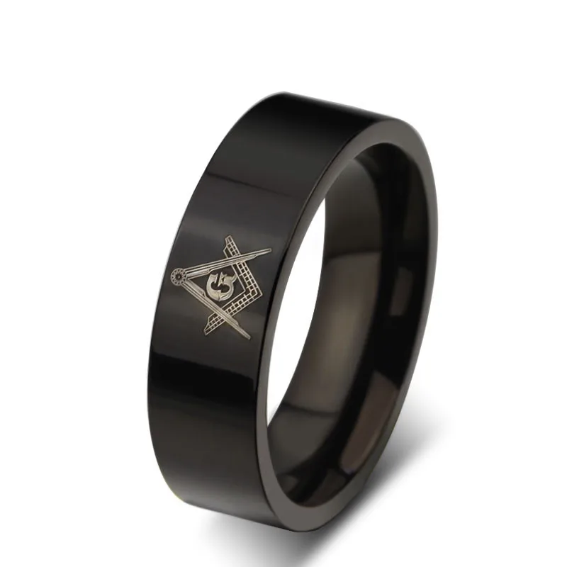 6mm Titanium Steel Masonic Rings Pure Titanium Men's Rings Religious