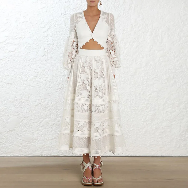 

2018 Fashion Autumn Winter Women 2 Sets Solid V-neck Long Sleeve Blouse and Long A-line Skirt Sexy Two Piece Set