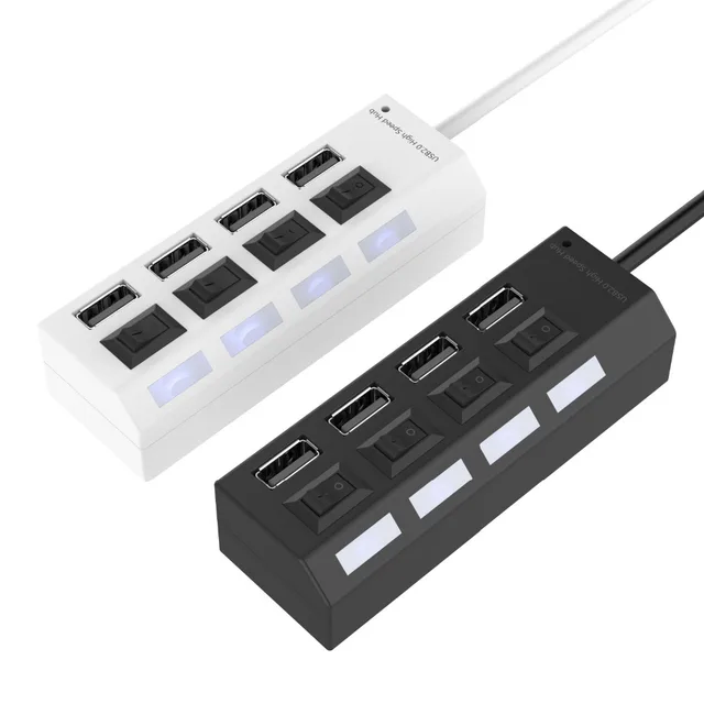 4 Port Micro USB Hub 2.0 USB Splitter High Speed 480Mbps USB 2.0 Hub LED With ON/OFF Switch For Tablet Laptop Computer Notebook