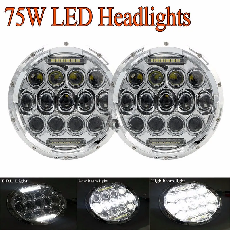 7inch 75w PHILIPS LED Headlight H4 H13 DRL HIGH LOW BEAM For JEEP JK Hummer
