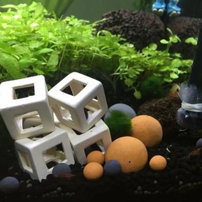 

Hoomall 1PC Ceramic Ornaments Aquarium Decor Square Hollow Fishes Playing House For Fish Tank Decor The Aquarium Accessories