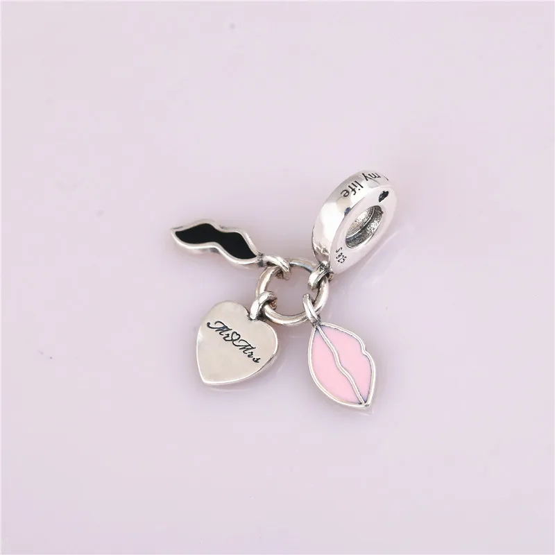 

S925 sterling silver pendant, couple pendant, 925 sterling silver charm, lip pendant for all kinds of bracelets and necklaces