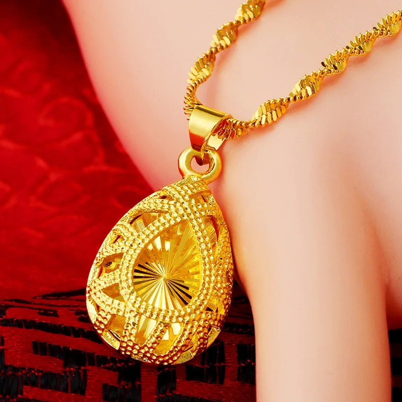 Liffly, 24K золотое ожерелье, женское модное ювелирное изделие, свадебное обручальное ожерелье с кулоном в виде капли воды, хорошее ювелирное изделие, подарок