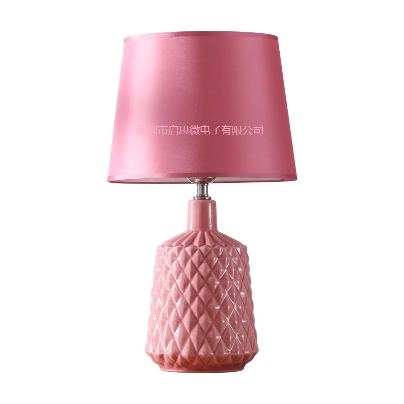 New Romantic Pink table lamp Ceramics base e27 holder Cloth Table Lamp