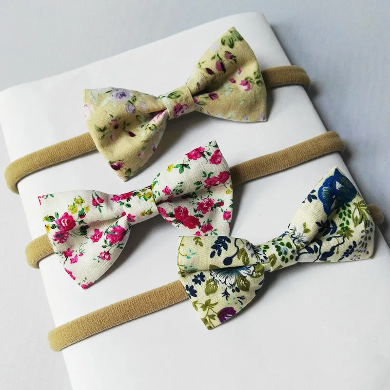 8 cotton hair bows for children