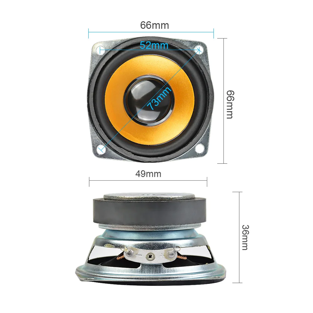 AIYIMA 2PCS 4ohm 5W Audio Speaker 2.5 inch 66mm Full Range Rubber Cone Altavoz Square loudSpeaker DIY Home Theater Sound System