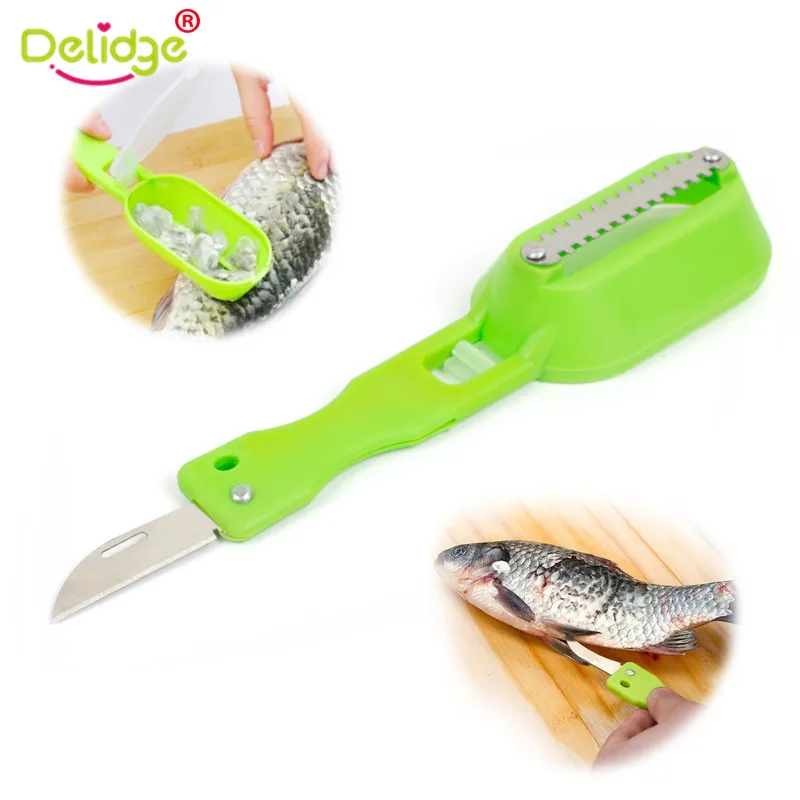 

New Fish Scale Skin Scraping Remover Scaler Scraper Fillet Knife Cleaner Kitchen Peeler Fish Sheller Kitchen Seafood Tool Set