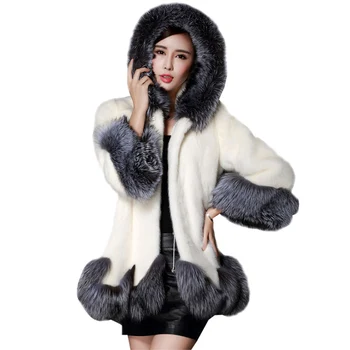 

Women Faux Fur Coat 2017 Winter New Design Imitation Fox Fur Coat Mink Europe Luxury Women Long Skirt Style Faux Fur Coat RE0182