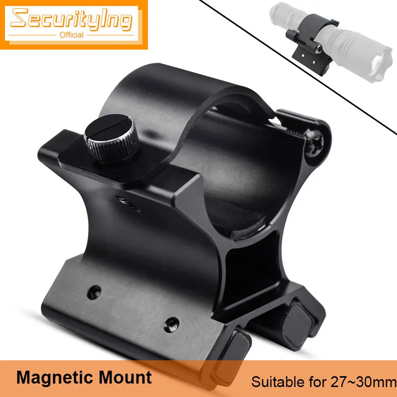 

SecurityIng Flashlight Magnetic Mounting Bracket with Dual Magnets for 27-30mm Flashlight Dim Range Assembly Tactical Flashlight