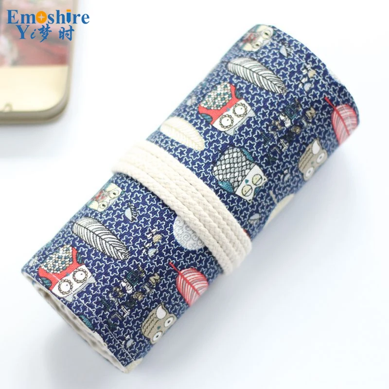 Emoshire Owl Cloth Handmade Pencil Bag Color Canvas Rings Men and Women Color Pencil Drawings Large Pencil Bags (3)