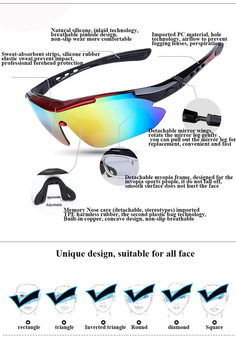 PureLeisure, спортивные солнцезащитные очки, женские поляризованные очки для рыбалки, Oculos, поляризационные солнцезащитные очки, спортивные, 1 комплект, 5 линз