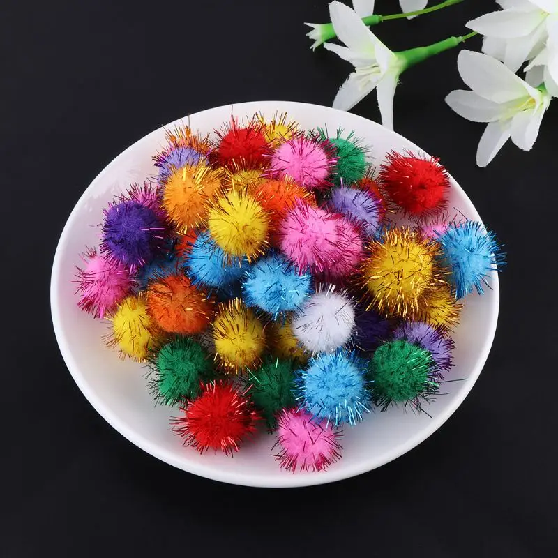 Мини пушистые мягкие помпоны блестящие шарики ручной работы детские игрушки DIY товары для шитья и рукоделия смешанные цвета