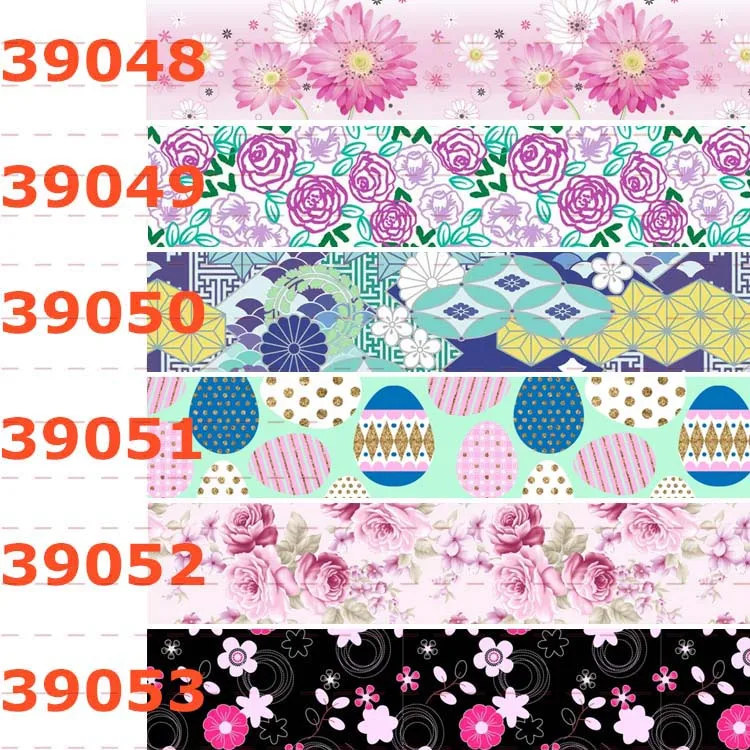 

New 50 yards lovely ribbon beautiful flowers printed grosgrain ribbon free shipping 39042-39053