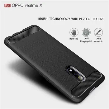 

200pcs/lot Business Case For OPPO Realme X Carbon Fiber Brushed TPU Phone Back Case Cover For OPPO Realme X