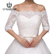 U-SWEAR Новое поступление Флора крючком сетки кружева Для женщин свадебные куртки с открытыми плечами короткий рукав Свадебные аксессуары Куртки