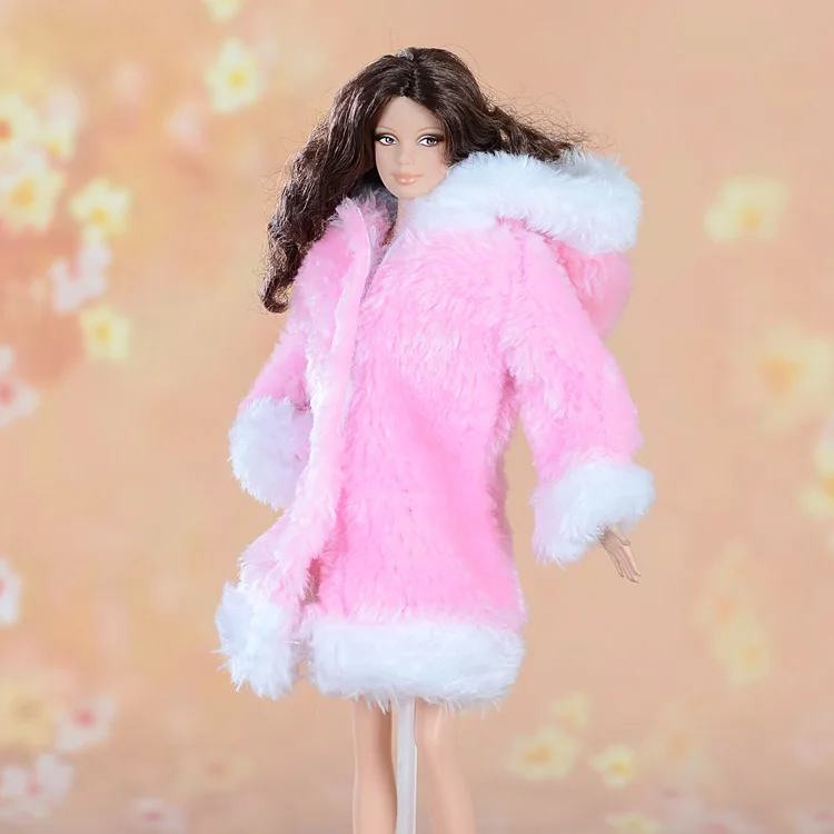 Xmas gift for girls Winter Handmade Pretty high quality Coat fur Windbreaker Top Clothes For Barbie