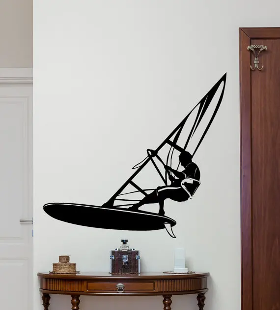 

Free Shipping Windsurfer Windsurfing On Sea Ocean Extreme Sport Fashion Wall Sticker Kids Bedroom Bathroom Wall Mural D-217