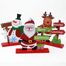 DIY Wooden Christmas Crafts Snowman Santa Claus Ornament Table Mini Decoration Wooden Crafts Party Favor for