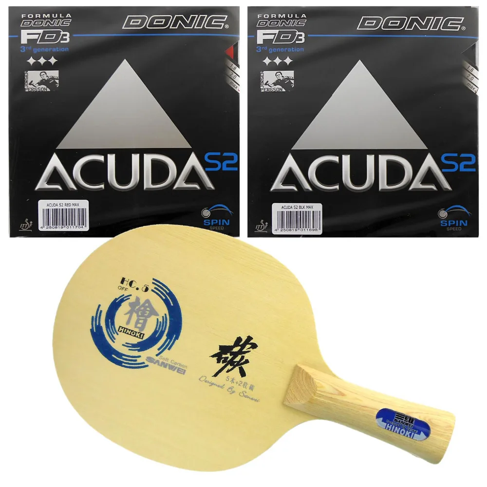

Pro Table Tennis PingPong Combo Racket: Sanwei HC.5 Blade with 2x Donic ACUDA S2 Rubbers