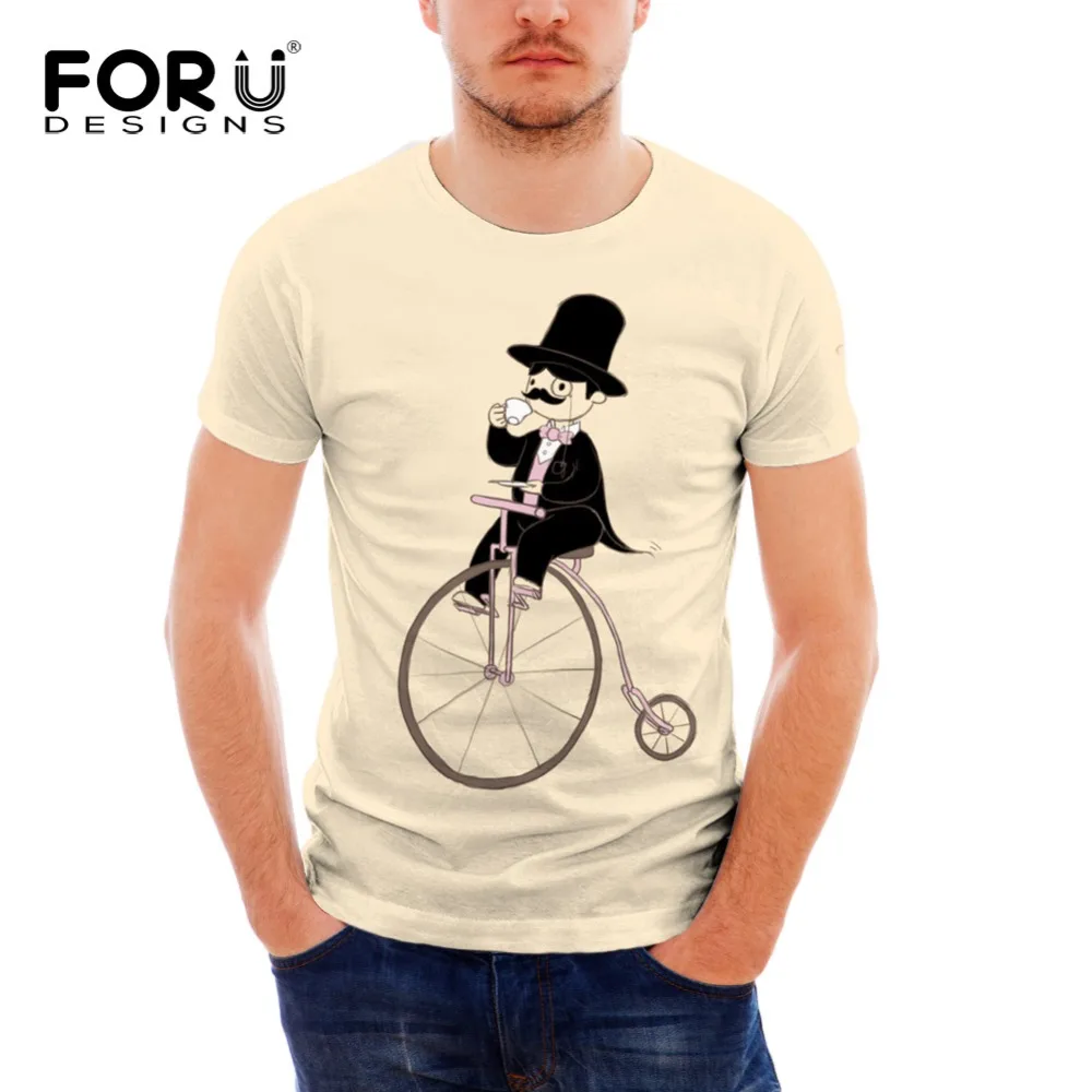FORU Дизайн S Забавный 3D футболки Творческий Дизайн Для мужчин ездить на велосипеде с короткими рукавами майка характер печати шею летние Для