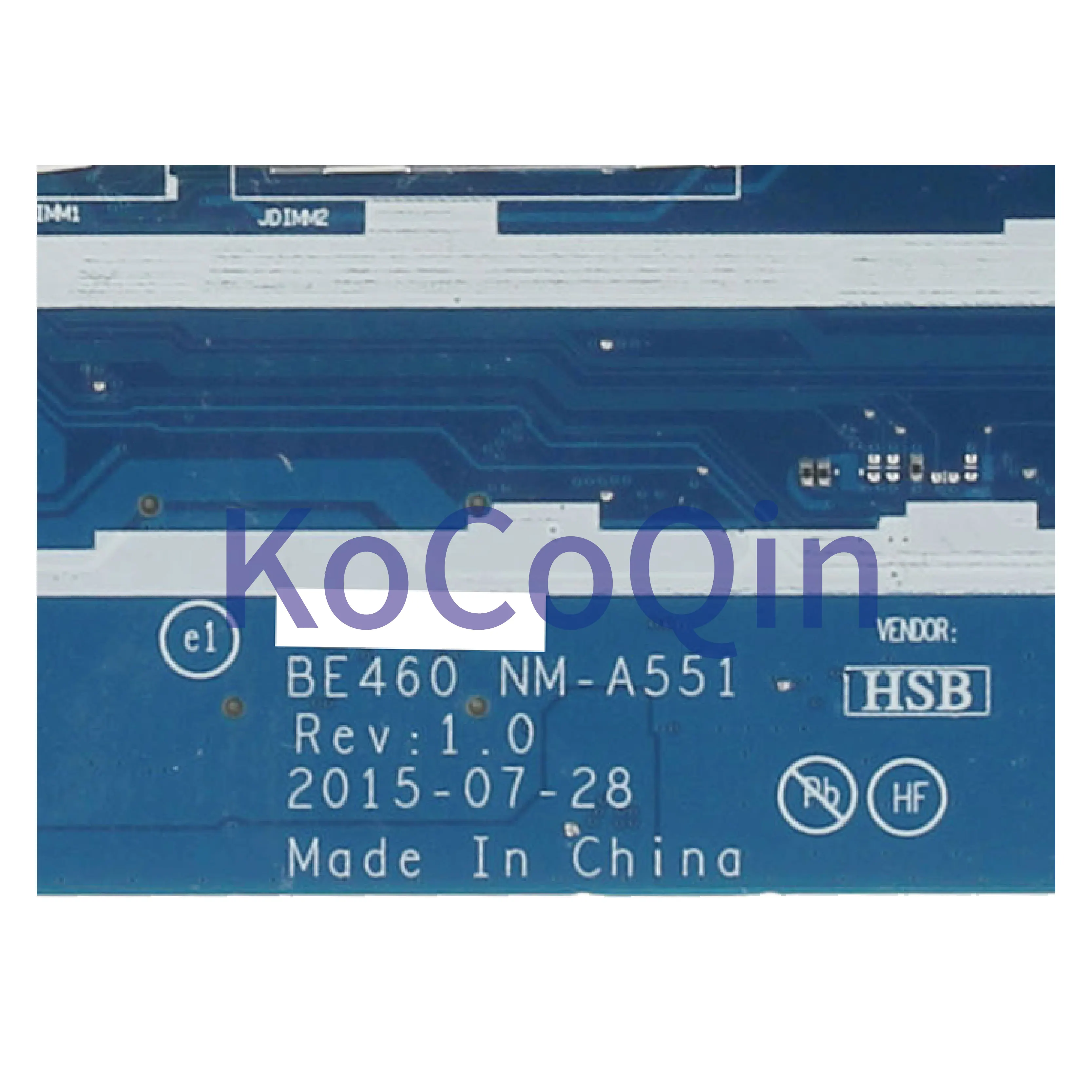 Promo  KoCoQin Laptop motherboard For LENOVO IdearPad E460 Core I7-6500U Mainboard BE460 NM-A551 00UP260 S