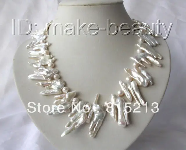 

ddh00422 stunning big 43mm baroque white keshi reborn freshwater pearl necklace