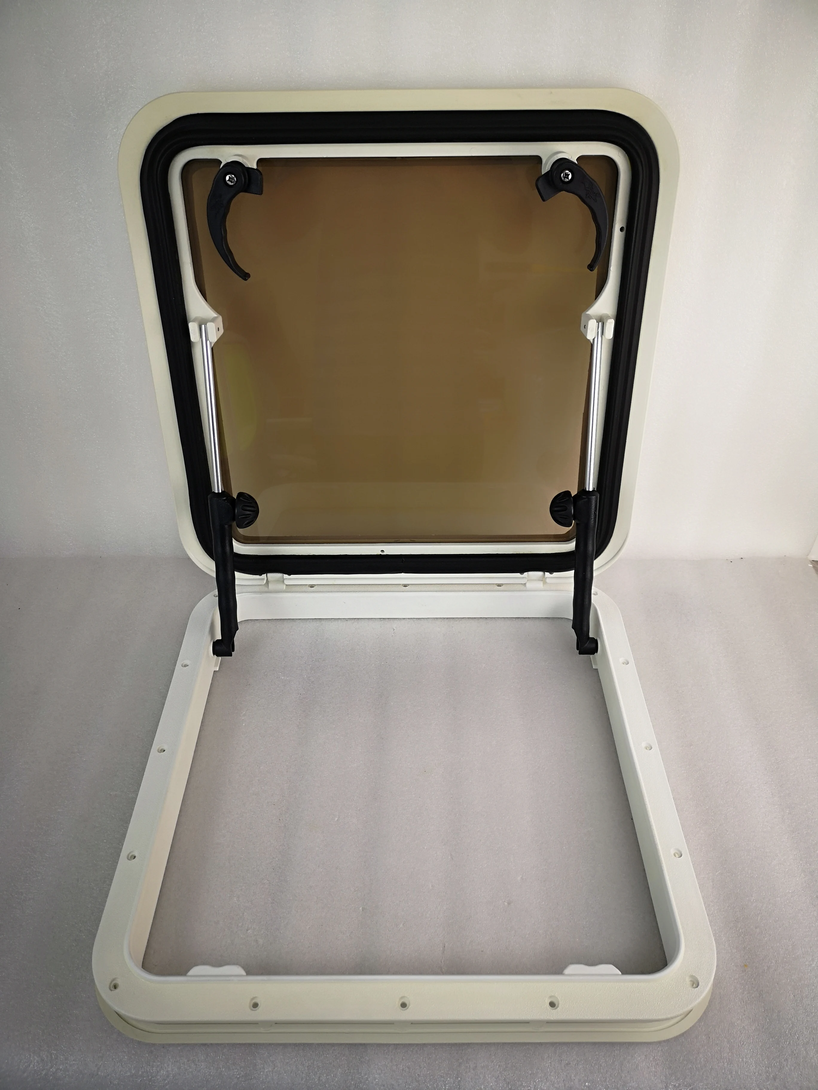 500*500mm Square Marine Grade Nylon Boat Deck Hatch Window With Tempered Glass and Trim Ring     00683