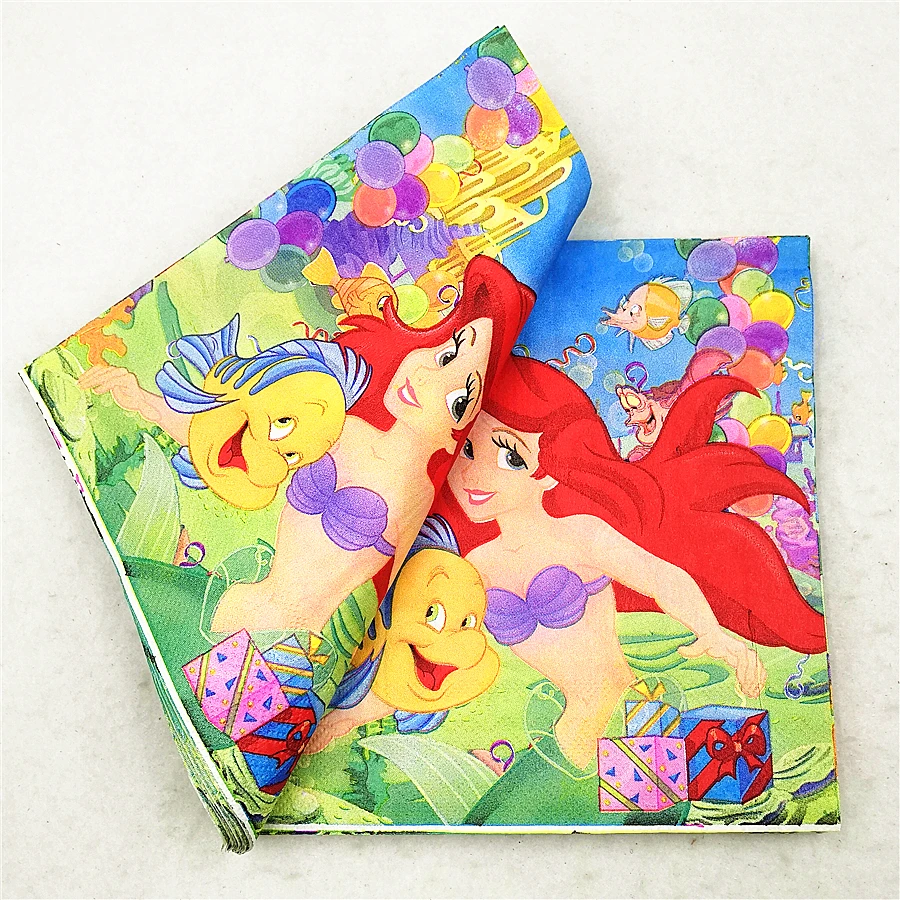 

20p/set mermaid party supplies baby shower paper napkin tissue wedding disposable tableware favor kids birthday party decoration