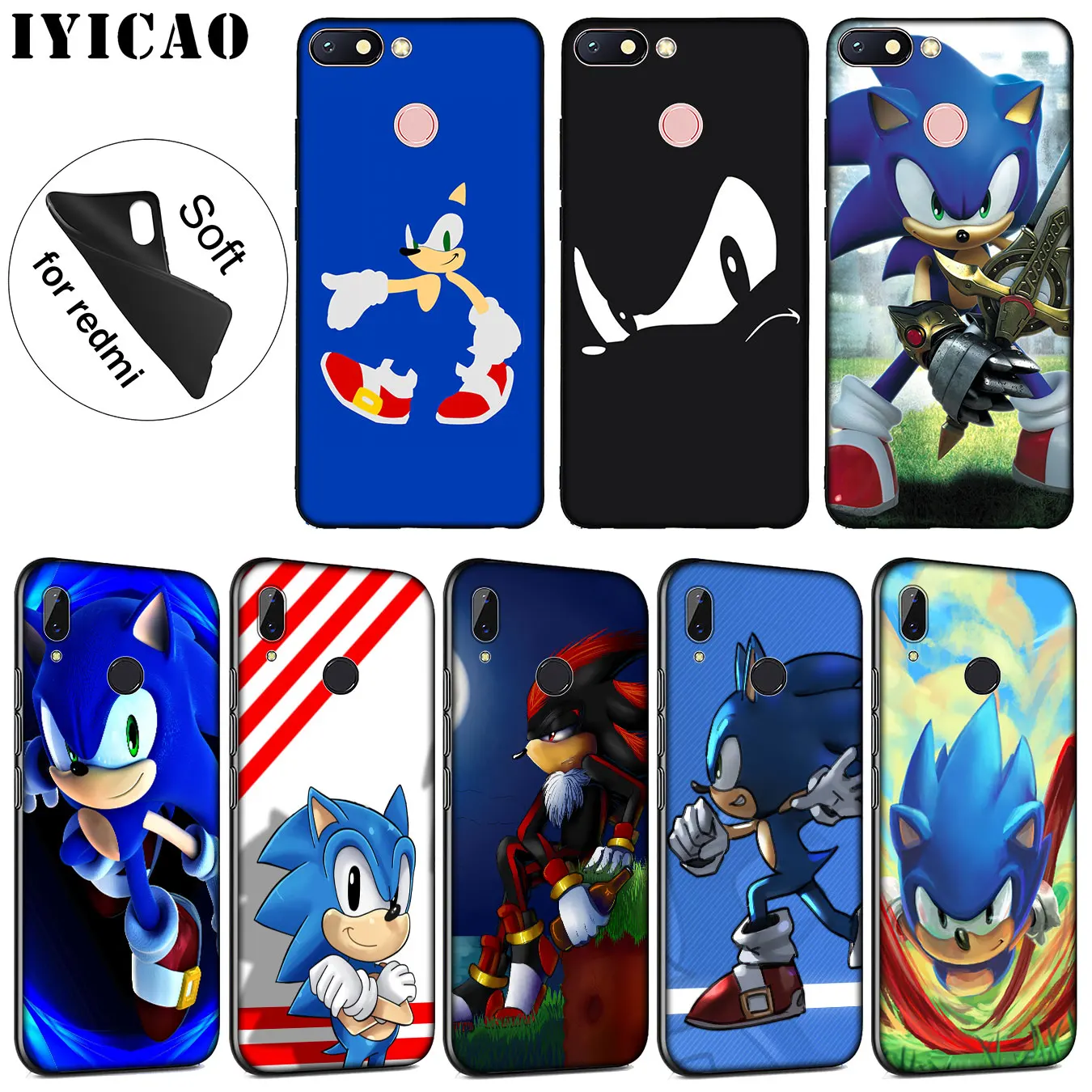 IYICAO Sonic the Hedgehog Soft Silicone Phone Case for Xiaomi Redmi K30 K20 8A 7A 6A 5A S2 GO Note 8 8T 7 5 6 Pro Cover |
