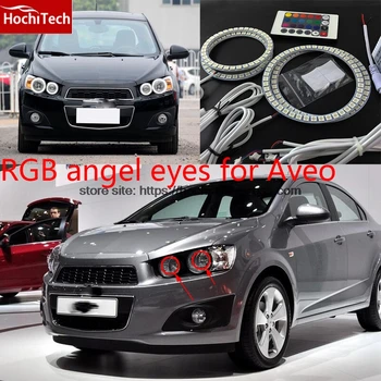

HochiTech RGB Multi-Color LED Angel Eyes Halo Rings kit super brightness car styling for Chevrolet Aveo 2011 2012 2013 2014
