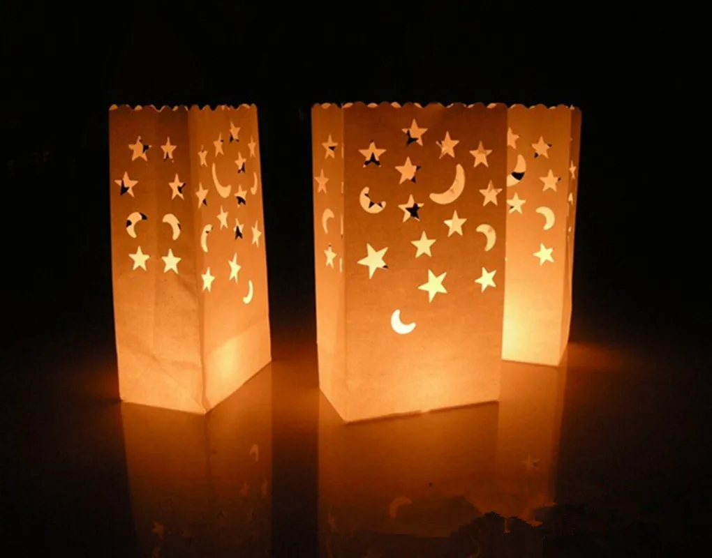 10 шт./партия уличный фонарь звезды держатель для чайной свечи Бумага Свеча-фонарь сумка для праздничных вечерние свадебные украшения
