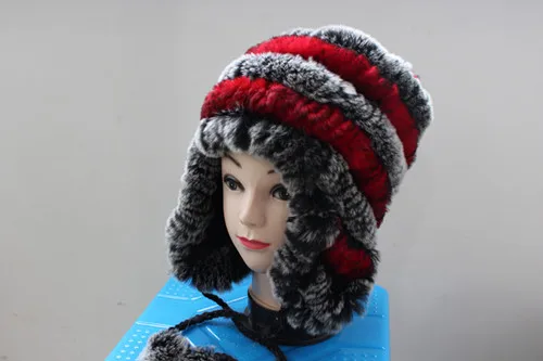 Мех кролика cap Уха cap2016 freeshopping - Цвет: gray and red