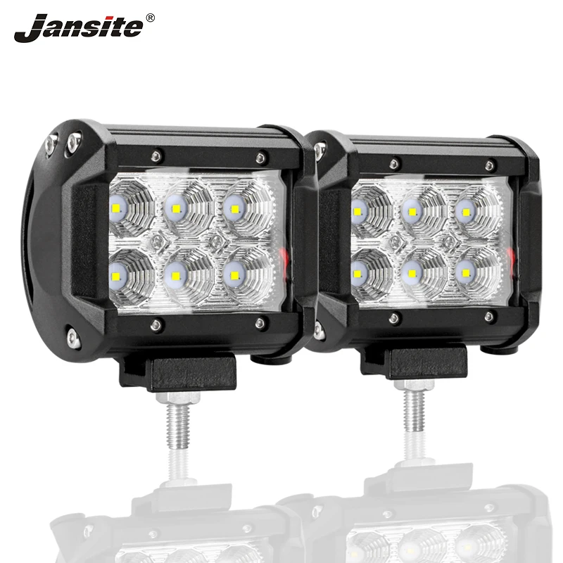 

Jansite 4" 2pcs Car LED Off-road Work light Bar High power 18W Flood Beam Waterproof IP67 30 degree Bright light For Motorcycle