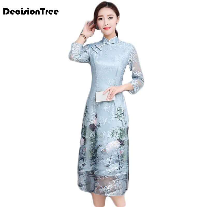 

2019 summer asian clothing aodai vietnam cheongsam more feminine dress for women chinese traditional dress