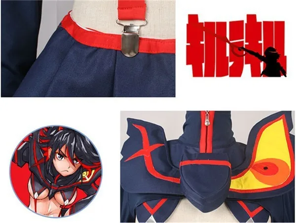 Горячая аниме KILL la KILL Ryuko Matoi модные вечерние униформа косплей костюм синий и красный цвета фригинг секс любой размер полный комплект