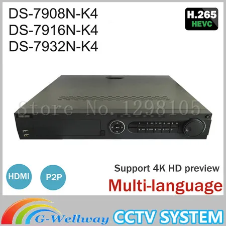 Hik 8 16 32CH 4K Network Video Recorder DS-79XXN-K4 Series Support 4 HDD Alarm I/O NVR for 6MP Security H265 IP Camera | Безопасность и