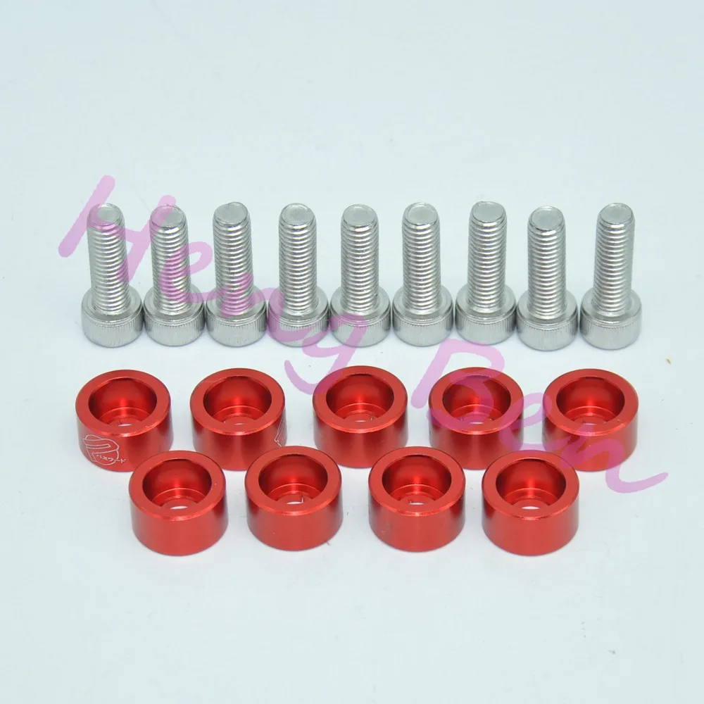 Neo Chrome Aluminum 9pcs Neo Chrome Engine Dress Up 8mm Metric Cup Washers Kit Fender Washer Header