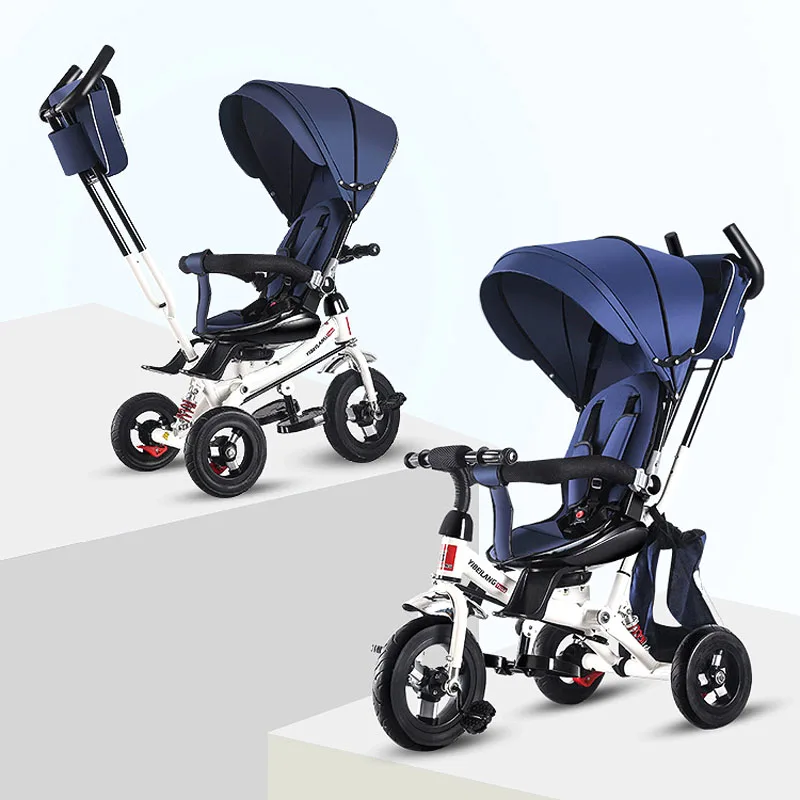 Child Tricycle Stroller Folding Three Wheels Stroller Bicycle Rotating