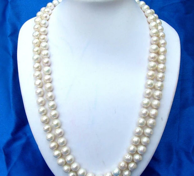 

FREE shipping>>>>50"11mm round white freshwater pearl necklace